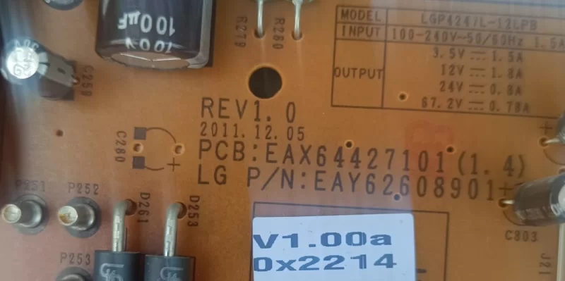 EAX64427101 (1.4),LGP4247L-12LPS, LG 42LM620S POWER BESLEME