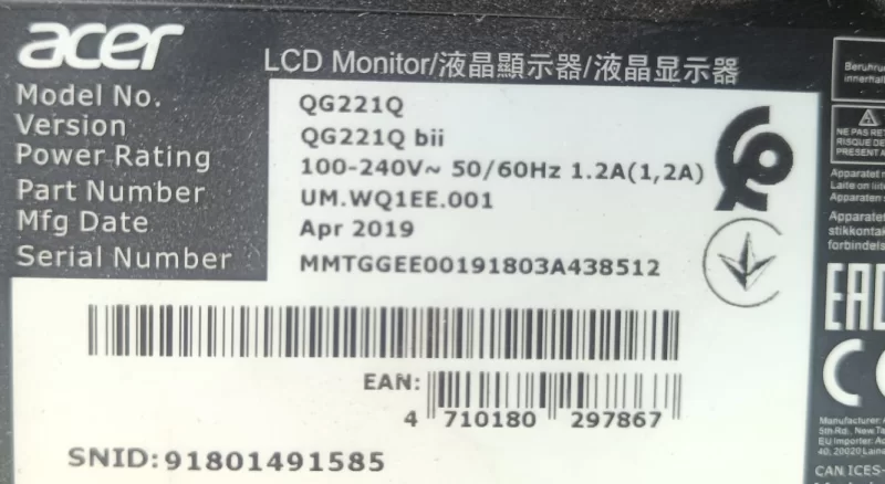 4H.45F01.A10, ACER QG221Q MAİNBOARD MAİNBOARD