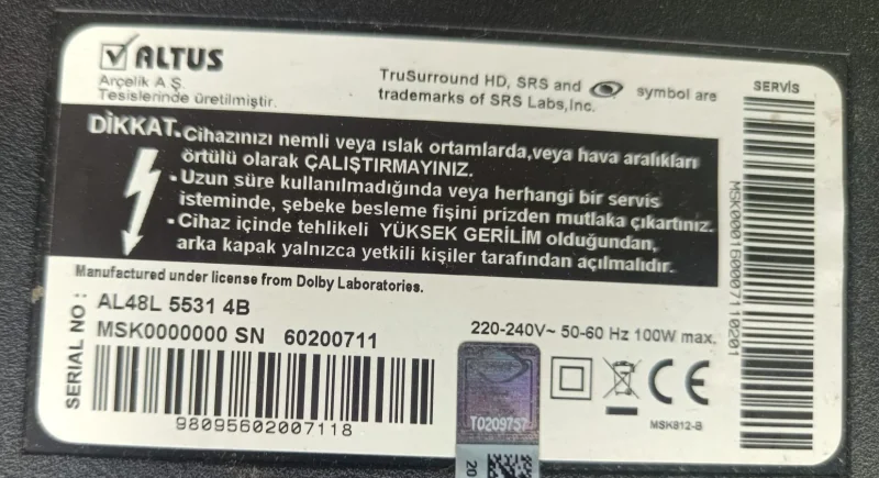 VTY194-34, ALTUS AL48L 5531 4B POWER BESLEME