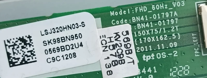 BN41-01797A, LSJ320HN03-S, SAMSUNG UE32EH5200 TCON KARTI