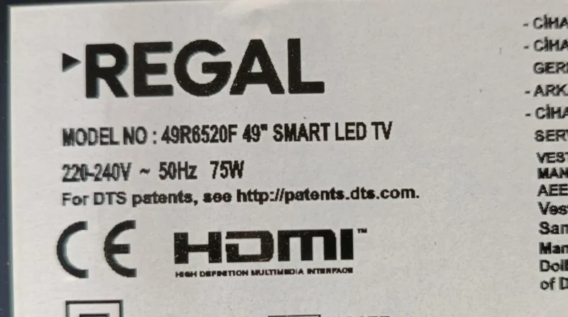 17IPS12, 23321119, 7893364, VESTEL REGAL 49R6520F POWER BESLEME