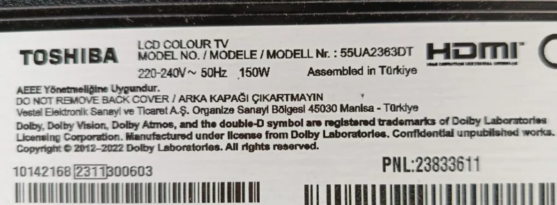 PT550GT01-1-C-2, TOSHİBA 55UA2363DT TCON KARTI
