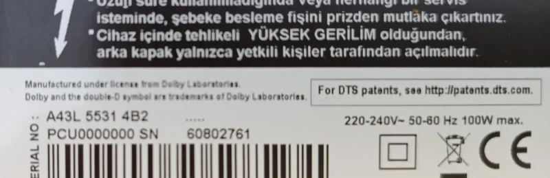 ZNS190R-6, K8LDZZ, ARÇELİK A43L 5531 4B2 MAİNBOARD ANAKART