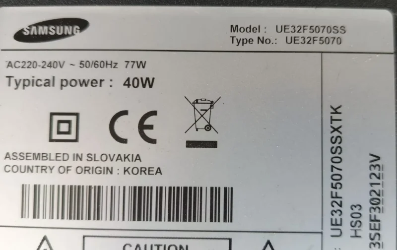 BN44-00607A, L32S1P, SAMSUNG UE32F5070 POWER BESLEME