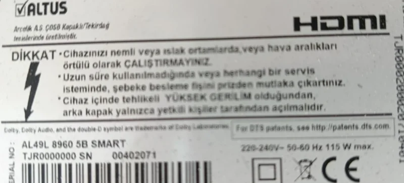 6870C-0805A, V19_UHD_TM120, ALTUS AL49L 8960 5B SMART TCON KARTI