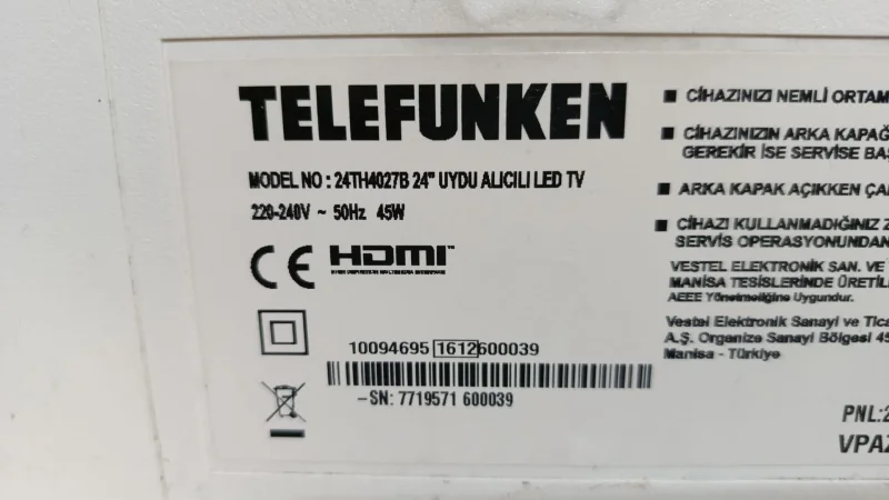 17IPS61-4, 23314103, 27721610,  TELEFUNKEN 24TH4027B POWER BESLEME