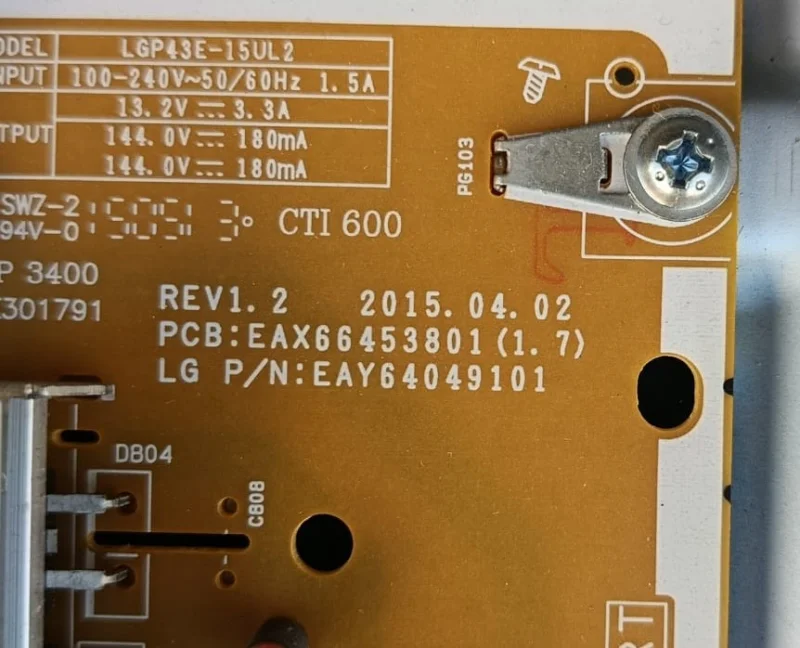 EAX66453801 (1.7), LGP43E-15UL2, LG 43UF6807 POWER BESLEME