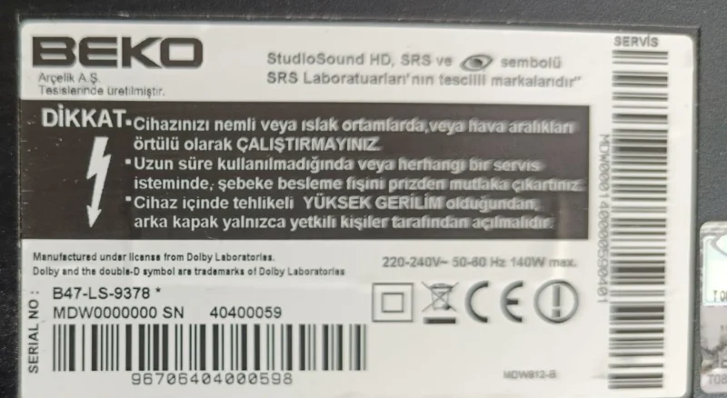 6870C-0451A, LC470EUN-PFF1, BEKO B47-LS-9378 TCON KARTI