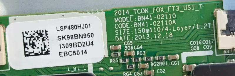 BN41-02110A, LSF480HJ01, SAMSUNG UE48H6470AS TCON KART