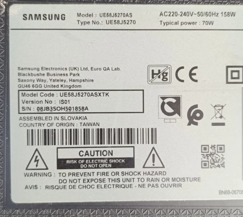 BN41-02272A, BN94-10485L SAMSUNG UE58J5270AS MAİNBOARD ANAKART