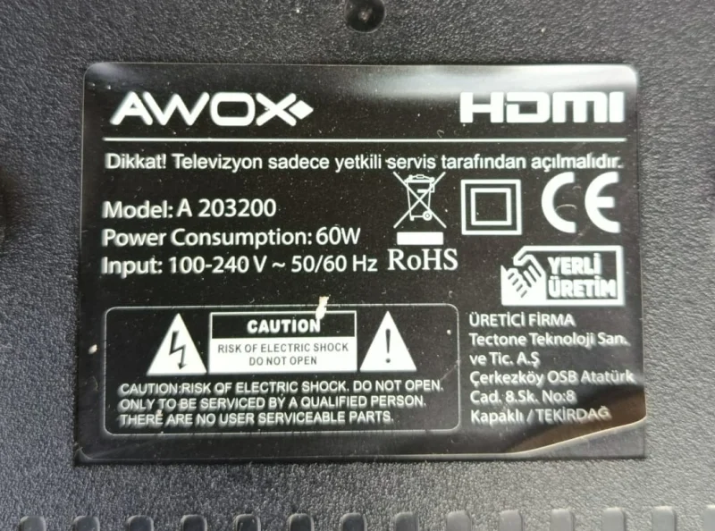 TP.MS3663S.PB803, AWOX A 203200 MAİNBOARD ANAKART