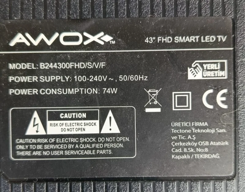 TPD.NT72690T.PB752, AWOX B244300FHD/S/V/F MAİNBOARD ANAKART