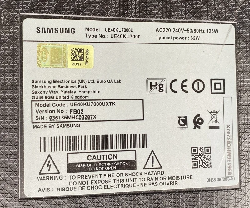 BN41-02528A, BN94-11006B, SAMSUNG UE40KU7000U MAİNBOARD ANAKART