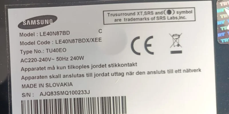 I400H1-20A, T87I034.00, A001D SAMSUNG LE40N87BDX İNVERTER