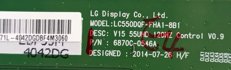 6870C-0546A, LC550DQF-FHA1, PHİLİPS 49PUS6551/12 TCON KARTI