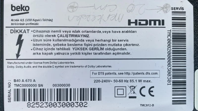 5800-I40E20-0P20, KB-6160, BEKO B40 A 670 A KUMANDA GÖZÜ IR SENSÖR