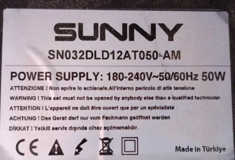 12AT050 V0.3 SUNNY SN032DLD12AT050-AM MAİNBOARD ANAKART