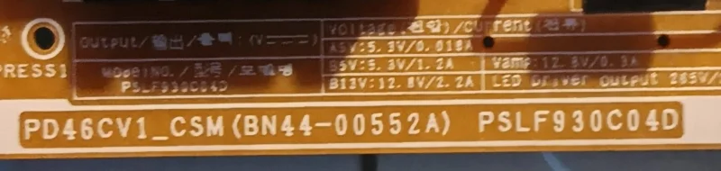 BN44-00552A, PD46CV1_CSM, SAMSUNG UE40EH6030 POWER BESLEME