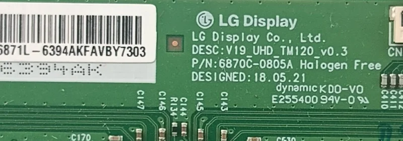 6870C-0805A, V19_UHD_TM120, PHİLİPS 55PUS7805/62 TCON KARTI