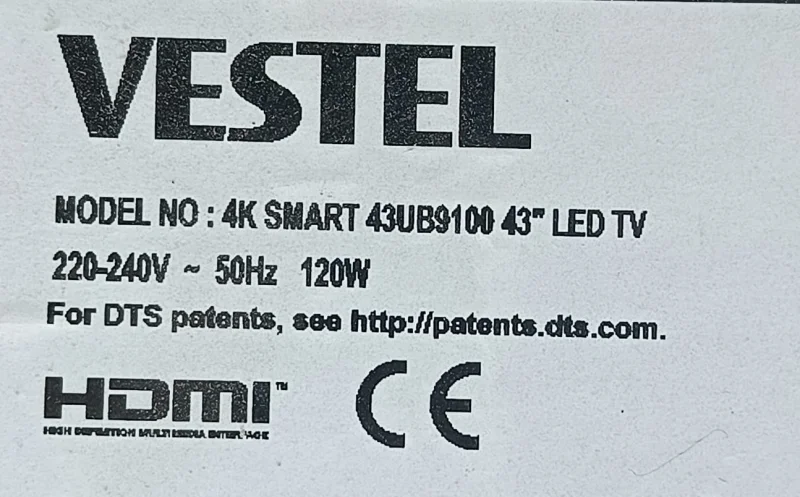 6870C-0552A, V15 43UHD TM120 VESTEL 43UB9100 TCON KARTI