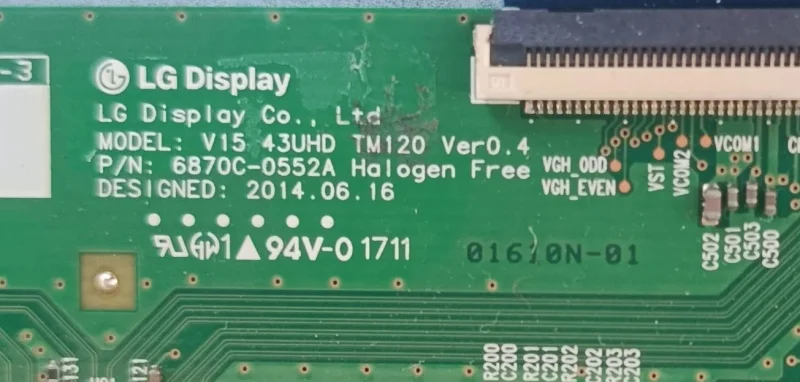 6870C-0552A, V15 43UHD TM120 VESTEL 43UB9100 TCON KARTI