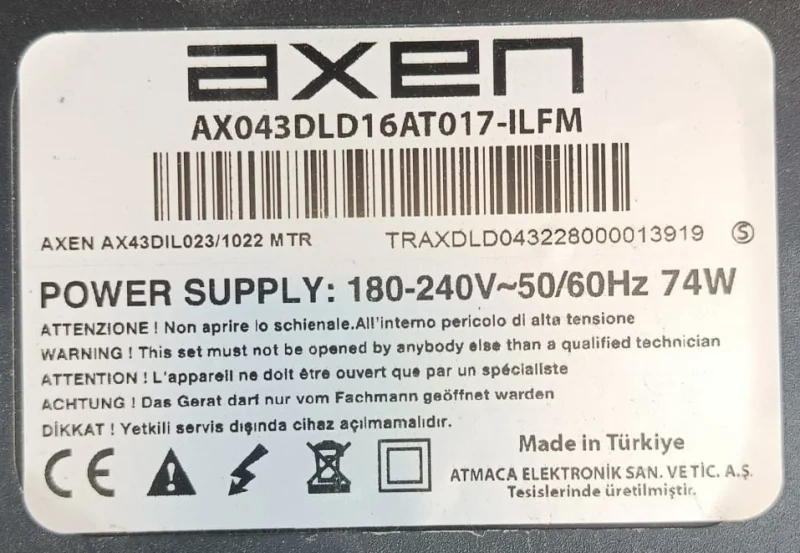 16AT017, AXEN AX043DLD16AT017 MAİNBOARD ANAKART