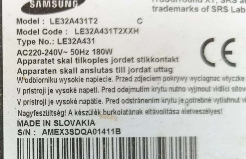 BN41-00982A, BN94-02123Y SAMSUNG LE32A431T2 MAİNBOARD ANAKART