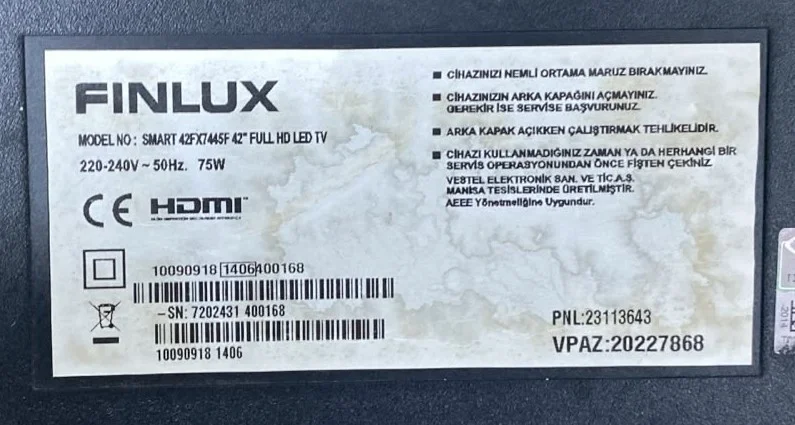 17MB95M, 23204129, 10090918 FINLÜX 42TX7445F MAİNBOARD ANAKART