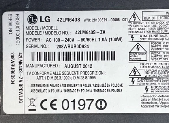 EAX64307906 (1.0), LG 42LM640S MAİNBOARD ANAKART