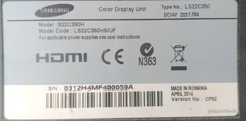 BN94-06162L SAMSUNG S22C350H MAİNBOARD ANAKART