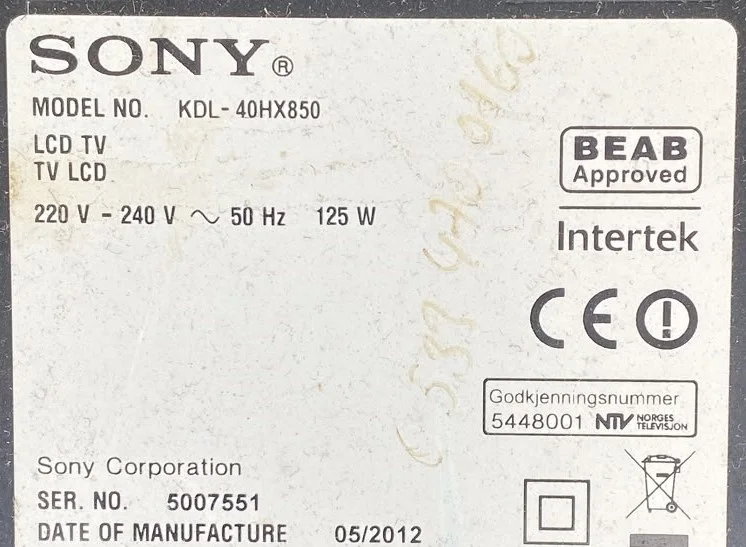 1P-011BX00-4M10, 1-885-388-51, SONY KDL-40HX850 MAİNBOARD ANAKART