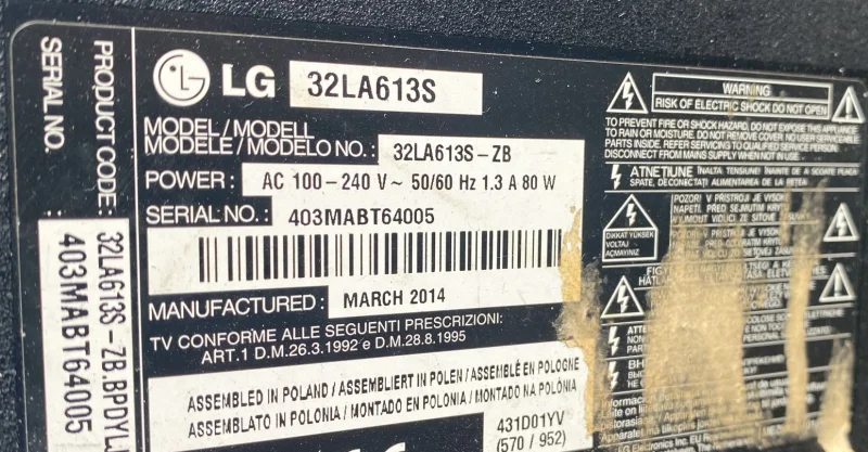 EAX64891306 (1.1), LG 32LA613, LG 42LA620 MAİNBOARD ANAKART