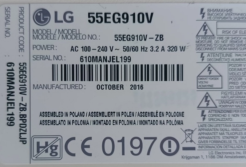 EAX66564604 (1.0), LG 55EG910V MAİNBOARD ANAKART