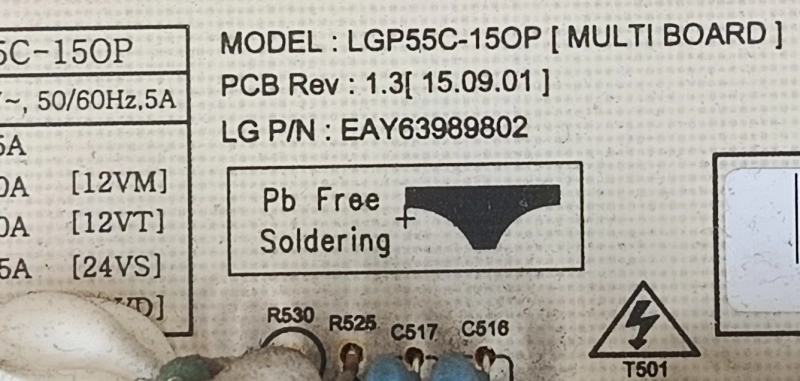 LGP55C-150P, EAY63989802 LG 55EG910V POWER BESLEME