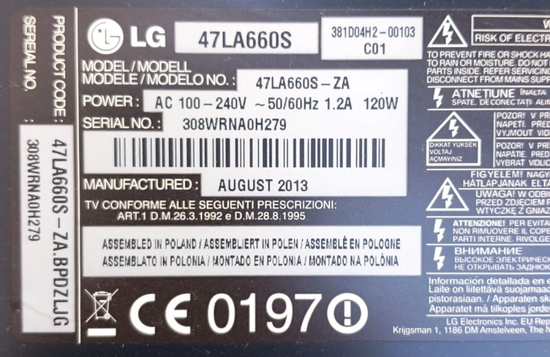 EAX64797003 (1.2), EBT62596128, LG 47LA660s MAİNBOARD ANAKART