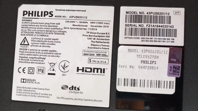 715g8132-M01-B00-005t, Phılıps  43pus6201  Main Board, Anakart