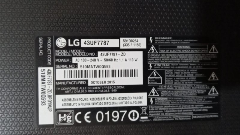 EAD63285702 LG 43UF7787 LVDS KABLOSU