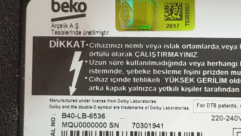 Dps-120ap-1 A  , Beko B40-LB-6536 Power Board Besleme