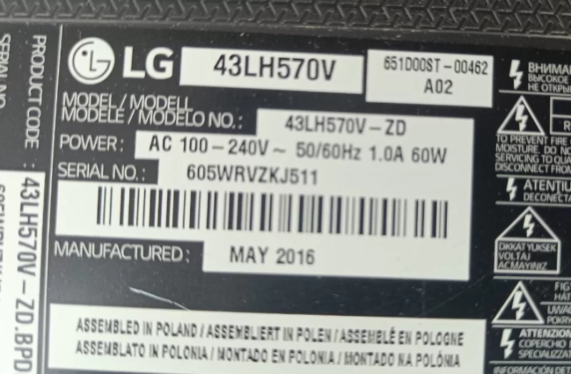 T430HVN01.A, 43T01-C09, 43LH570V T-CON KARTI