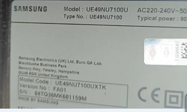 Bn96-45912a - V0.7, Ct171124, Samsung Ue49nu7300u Power Button & Ir