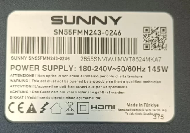 10ır102_ver4.0,2012291,  Sunny Sn55fmn243-0246, göz ,ır