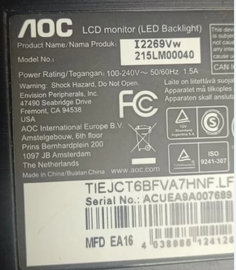 715g5768-K01-000-004k, Aoc  215lm00040 Kontrol Panel Kartı