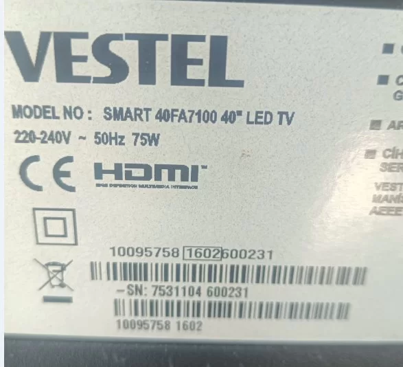 17tk150, 210515r4,  Vestel 40fa7100 Kumanda Gözü Ir Sensör Tuş Takımı