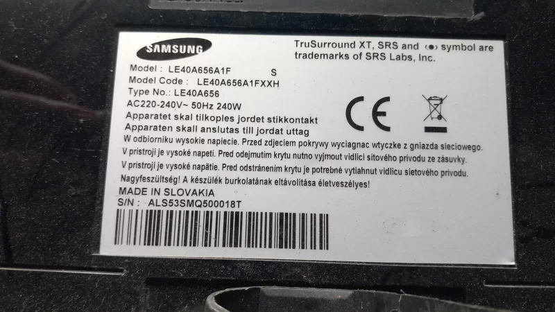 Ssb400w20v01, Ltf400hc01, Le40a656a1f Samsung İnverter Board