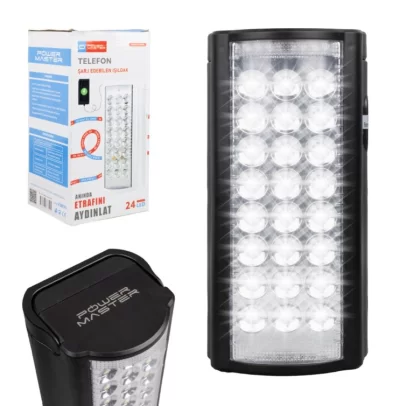 POWERMASTER PM-23800 24 LEDLİ TELEFON ŞARJ EDEBİLEN IŞILDAK (6V4A AKÜLÜ  POWERBANK ÖZELLİKLİ)