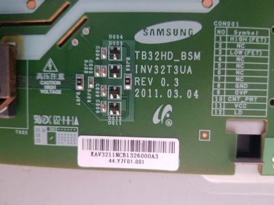 SAMSUNG LE32D403E2W,TB32HD-BSMINV32T3UA REV 0.3,INVERTER BOARD